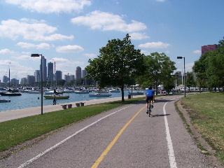 lakefront path passing by one of the many harbors